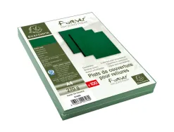 Couverture exacompta grain cuir recycle a4 270g coloris vert paquet 100 unites