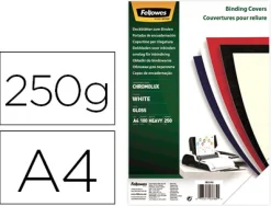 Couverture fellowes chromolux bristol glacé 250g format a4 coloris blanc paquet 100 unités