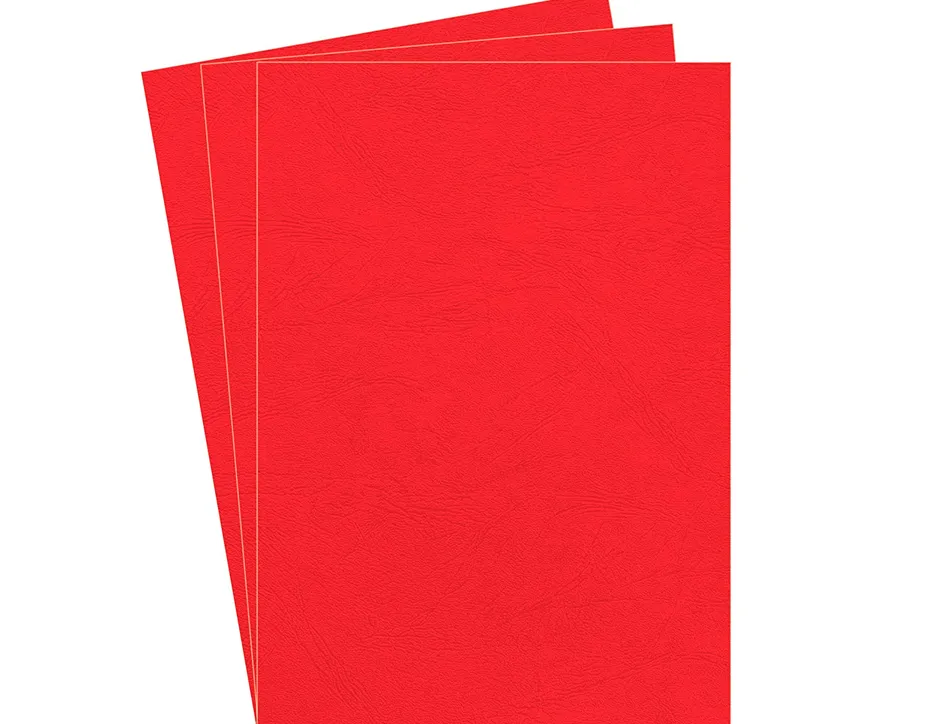 Couverture fellowes grain cuir 250g format a4 coloris rouge paquet 100 unités