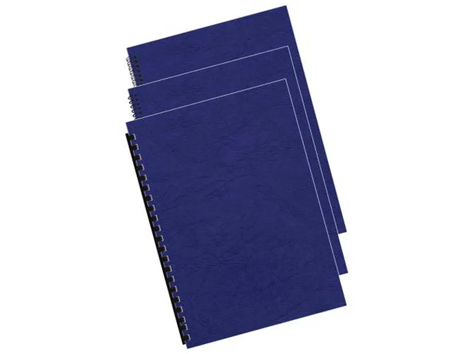 Couverture fellowes grain cuir 250g format a4 coloris bleu royal paquet 100 unités