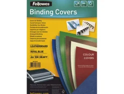 Couverture fellowes grain cuir 250g format a4 coloris bleu royal paquet 100 unités