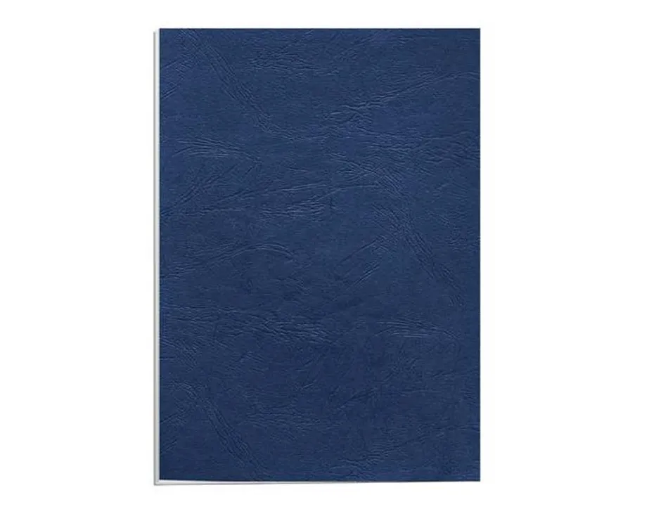 Couverture fellowes grain cuir 250g format a4 coloris bleu royal paquet 100 unités