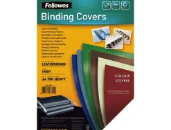 Couverture fellowes grain cuir 250g format a4 coloris ivoire paquet 100 unités
