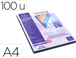 Couverture plastique exacompta pvc a4 pour reliure a ouverture a plat cristal 20/100e paquet de 100 unites