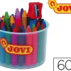 Craie cire jovi jovicolor 75mm diamètre 11mm pot 60 unités + 1 taille-crayon