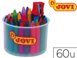Craie cire jovi jovicolor 75mm diamètre 11mm pot 60 unités + 1 taille-crayon