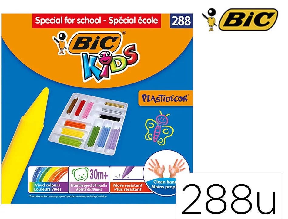 Craie coloriage bic kids plastidecor format special ecole 288 unites