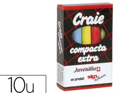 Craie juvenilia compacta l80mmx10mm sans crissement anti-poussière coloris assortis boîte 10 unités