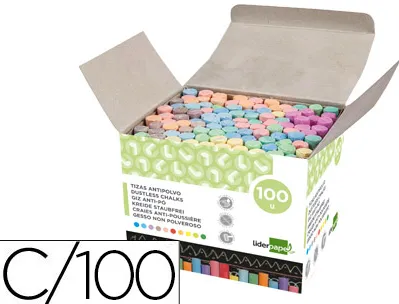 Craie liderpapel enrobée ronde anti-poussière tracé écriture douce hypoallergénique coloris assortis boîte 100 unités
