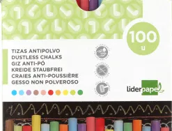 Craie liderpapel enrobée ronde anti-poussière tracé écriture douce hypoallergénique coloris assortis boîte 100 unités