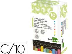 Craie liderpapel enrobée ronde anti-poussière tracé écriture douce hypoallergénique coloris assortis boîte 10 unités
