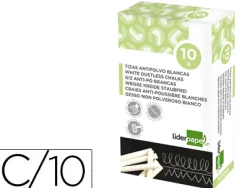 Craie liderpapel enrobée ronde anti-poussière tracé écriture douce hypoallergénique coloris blanc boîte 10 unités