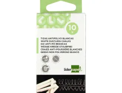 Craie liderpapel enrobée ronde anti-poussière tracé écriture douce hypoallergénique coloris blanc boîte 10 unités