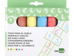 Craie trottoir liderpapel activités créatives scolaires coloris assortis boîte 6 unités