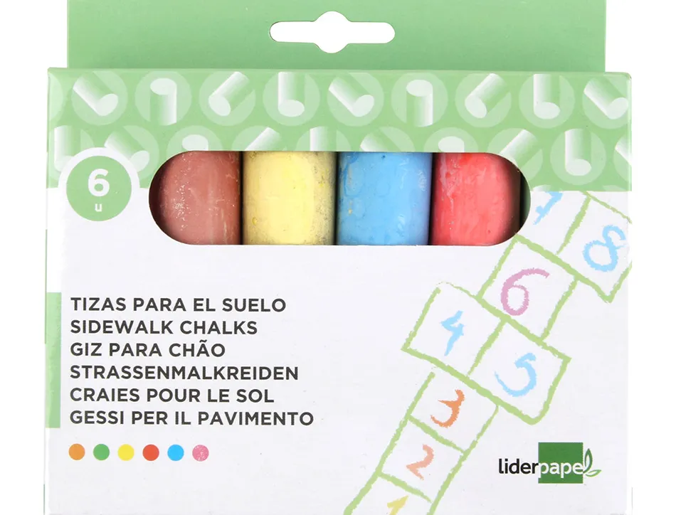 Craie trottoir liderpapel activités créatives scolaires coloris assortis boîte 6 unités