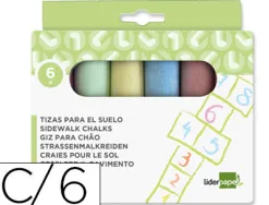 Craie trottoir liderpapel activités créatives scolaires coloris assortis boîte 6 unités