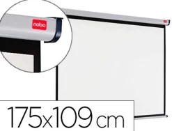 Écran projection nobo mural format 16/10 2 fixations mur ou plafond escamotable poids 6.35kg 175x109cm