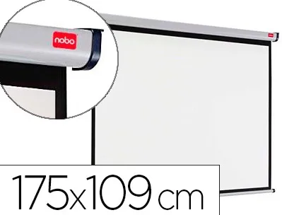 Écran projection nobo mural format 16/10 2 fixations mur ou plafond escamotable poids 6.35kg 175x109cm