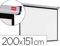 Écran projection nobo mural format 16/10 2 fixations mur ou plafond escamotable poids 7.22kg 200x151cm