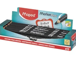 Crayon ardoise maped marker'peps bois effacable a sec coloris noir