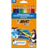 Crayon bic kids aquacouleur hexagonal mine aquarelle très pigmentée effet peinture aquarelle couleurs vives étui 12u