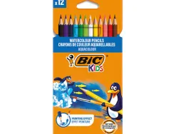 Crayon bic kids aquacouleur hexagonal mine aquarelle très pigmentée effet peinture aquarelle couleurs vives étui 12u