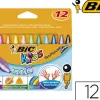 Crayon cire bic kids plastidécor triangle gros 90mm diamètre 12mm résistant non salissant étui carton 12 unités