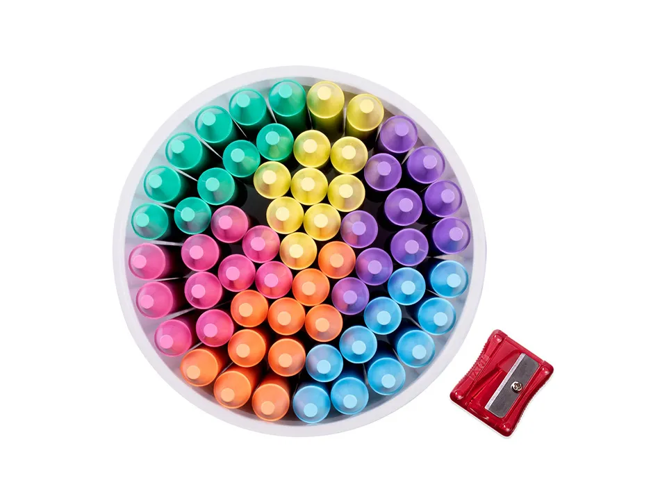 Crayon cire jovi jumbo coloris assortis multicultural pot 60 unites + taille-crayon