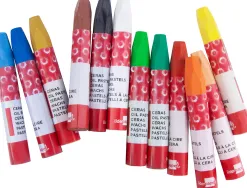 Crayon cire liderpapel 75mm diamètre 12mm papier carton tissu coloris brillants boîte 12 unités