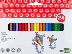 Crayon cire liderpapel 115mm résistant non salissant effaçable étui carton 24 unités