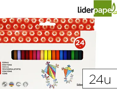 Crayon cire liderpapel 115mm résistant non salissant effaçable étui carton 24 unités