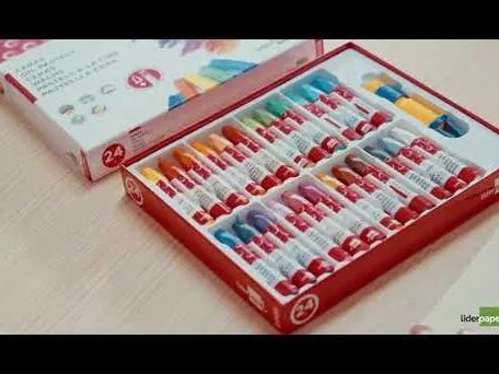 Crayon cire liderpapel 75mm diamètre 12mm taille-crayons et porte-crayons offerts coloris brillants boîte 24 unités