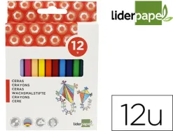 Crayon cire liderpapel 115mm résistant non salissant effaçable étui carton 12 unités
