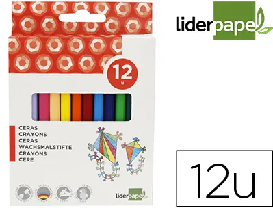 Crayon cire liderpapel 115mm résistant non salissant effaçable étui carton 12 unités