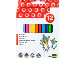 Crayon cire liderpapel 115mm résistant non salissant effaçable étui carton 12 unités