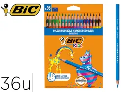 Crayon couleur bic intensity mine douce corps noir mat embout couleur mine coloris assortis boite metallique 36 unites