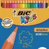 Crayon couleur bic kids evolution résine synthèse 175mm mine résistante résiste mordillage étui carton 18 unités