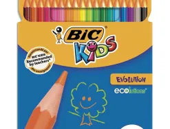 Crayon couleur bic kids evolution résine synthèse 175mm mine résistante résiste mordillage étui carton 18 unités