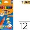Crayon couleur bic kids evolution résine synthèse 175mm mine résistante résiste mordillage étui carton 12 unités