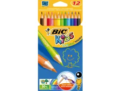 Crayon couleur bic kids evolution résine synthèse 175mm mine résistante résiste mordillage étui carton 12 unités