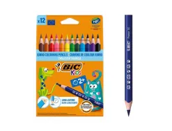 Crayon couleur bic kids evolution résine synthèse 140mm triangle gros module résiste mordillage étui carton 12 unités