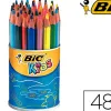 Crayon couleur bic kids evolution résine synthèse 140mm triangle gros module résiste mordillage pot 48 unités