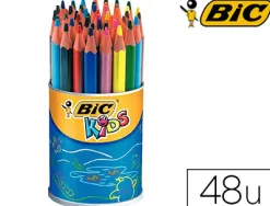 Crayon couleur bic kids evolution résine synthèse 140mm triangle gros module résiste mordillage pot 48 unités