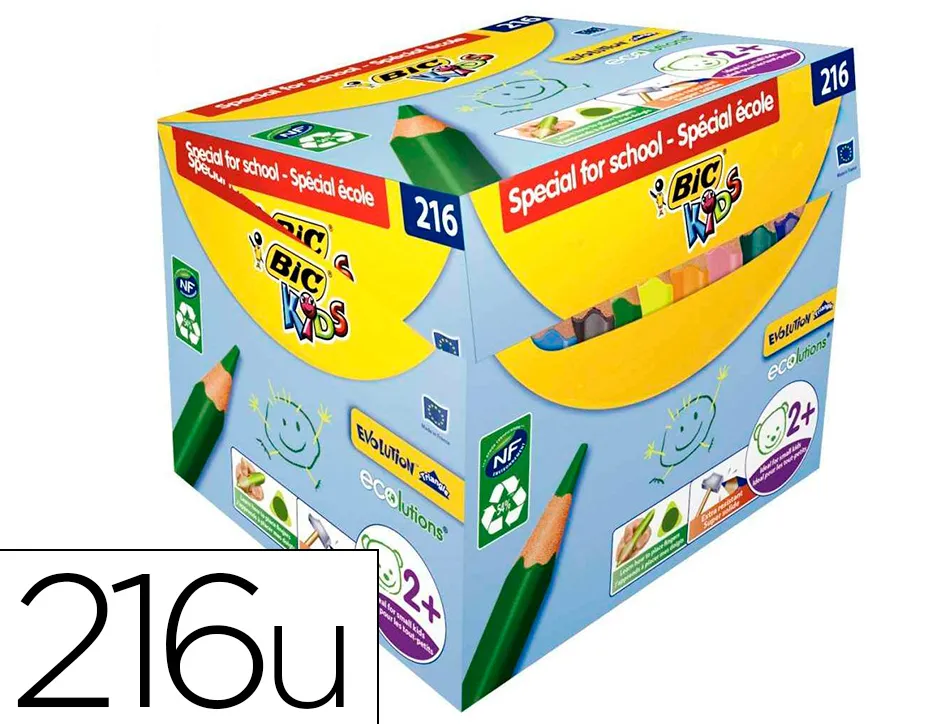 Crayon couleur bic kids evolution triangulaire resine de synthese ultra-resistant maxi classpack 216un