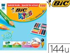 Crayon couleur bic kids evolution résine synthèse 140mm triangle gros module résiste mordillage coffret scolaire 144u
