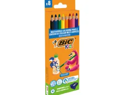 Crayon couleur bic kids multi-surfaces corps triangulaire coloris vifs assortis etui 8 unites +