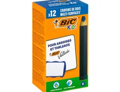 Crayon couleur bic kids multi-surfaces corps triangulaire bois coloris bleu boite 12 unites