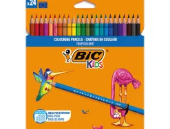 Crayon couleur bic kids tropicolors 2 175mm mine résistante pigmentée large palette coloris vifs étui carton 24 unités