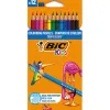 Crayon couleur bic kids tropicolors 2 175mm mine résistante pigmentée large palette coloris vifs étui carton 12 unités