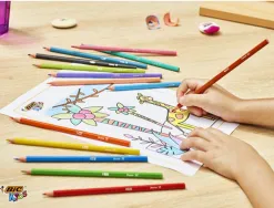 Crayon couleur bic kids tropicolors 2 175mm mine résistante pigmentée large palette coloris vifs étui carton 12 unités